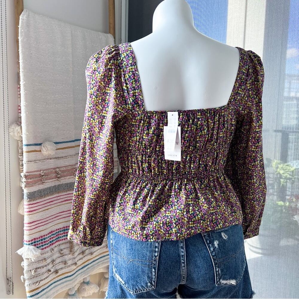 J. Crew Liberty Fabric Busy Izzy Print Cinched-Waist Long Balloon Sleeves Top 10 - Picture 4 of 10